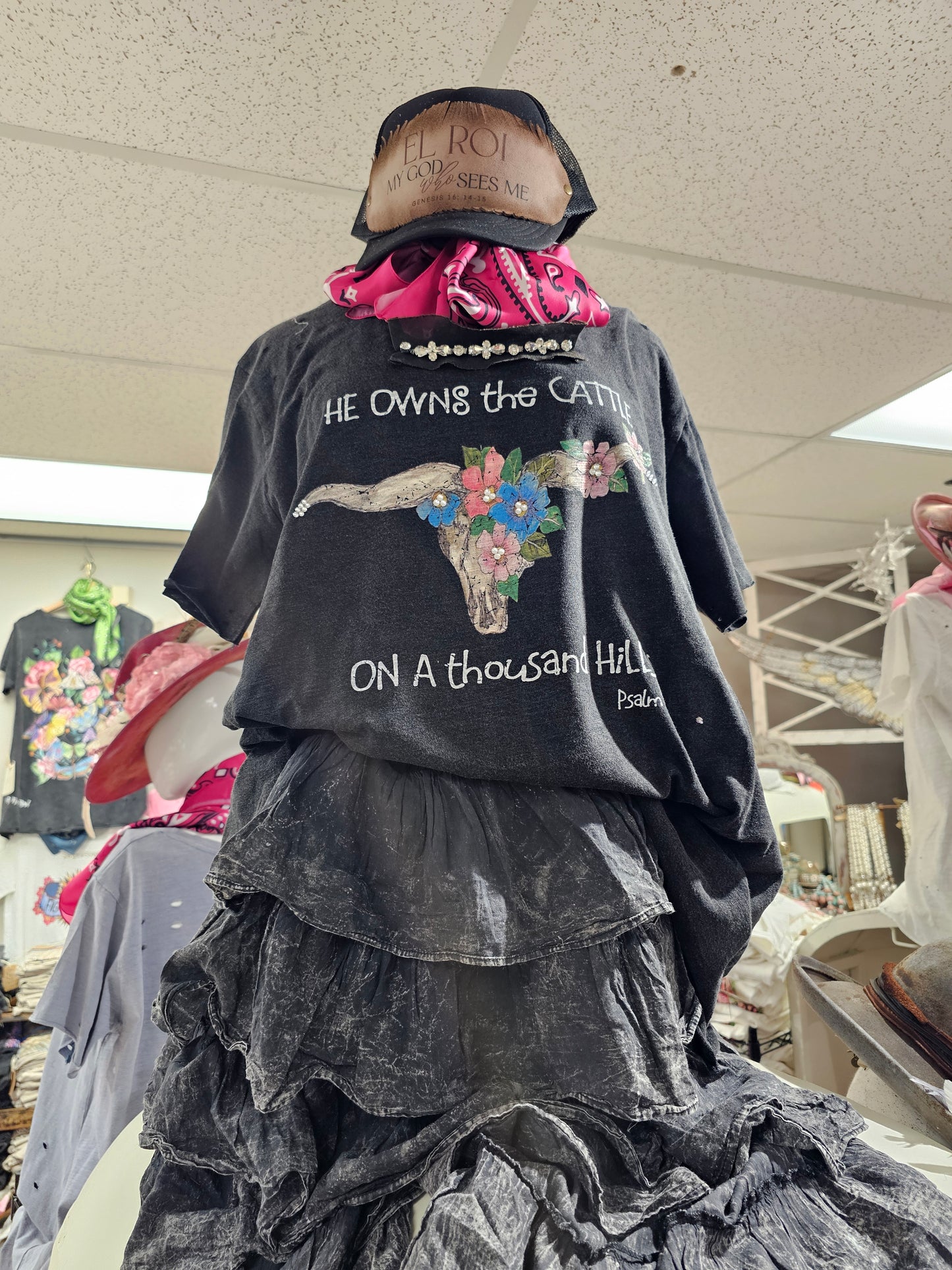 He Owns the cattle on a Thousand Hills Tattered Shirt