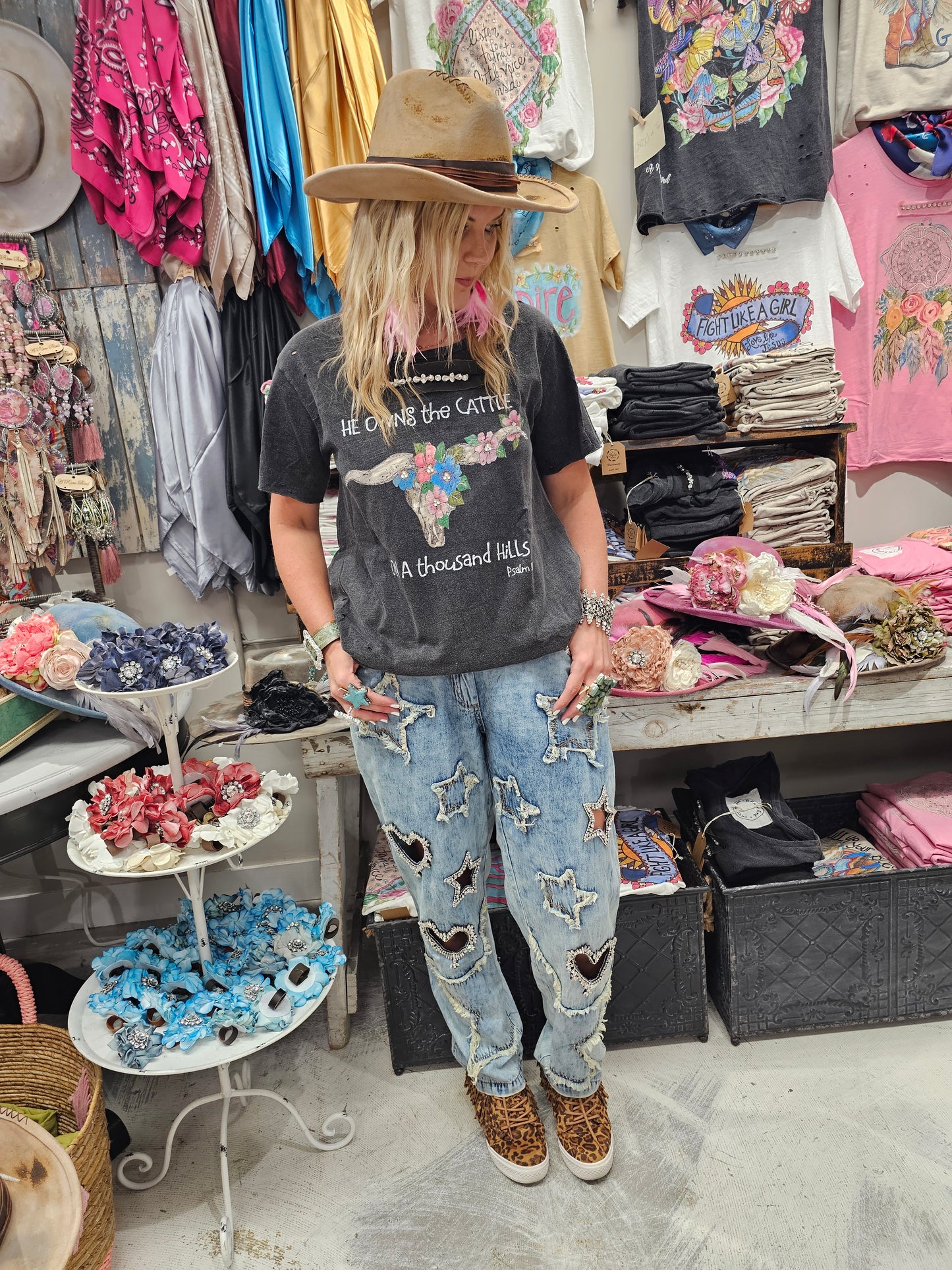 He Owns the cattle on a Thousand Hills Tattered Shirt