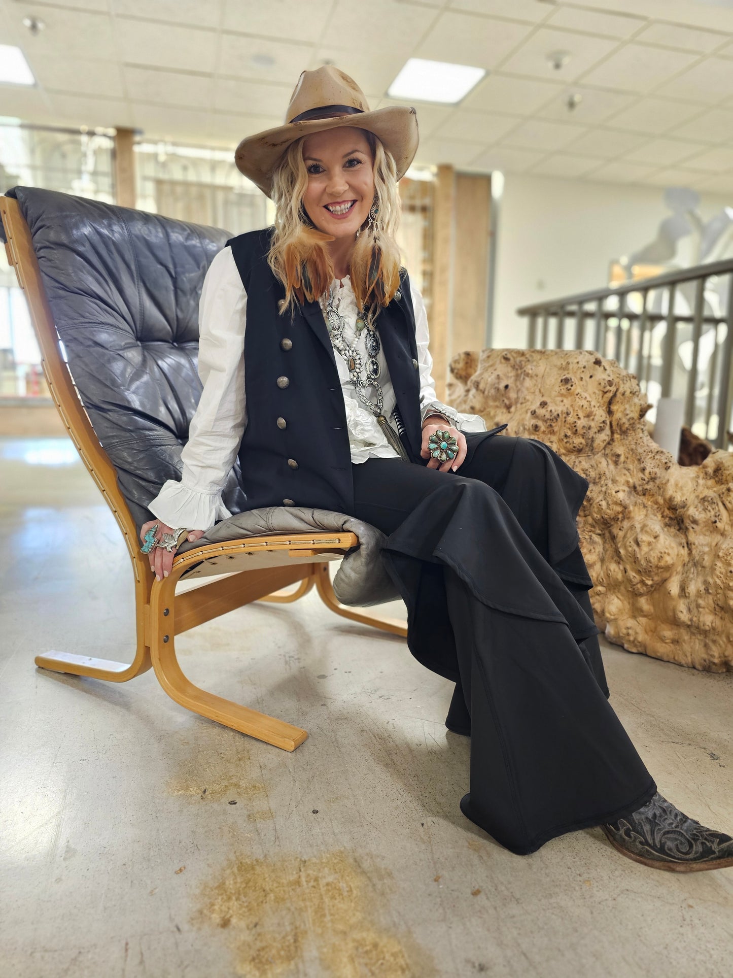 Black Double Flair Leggings