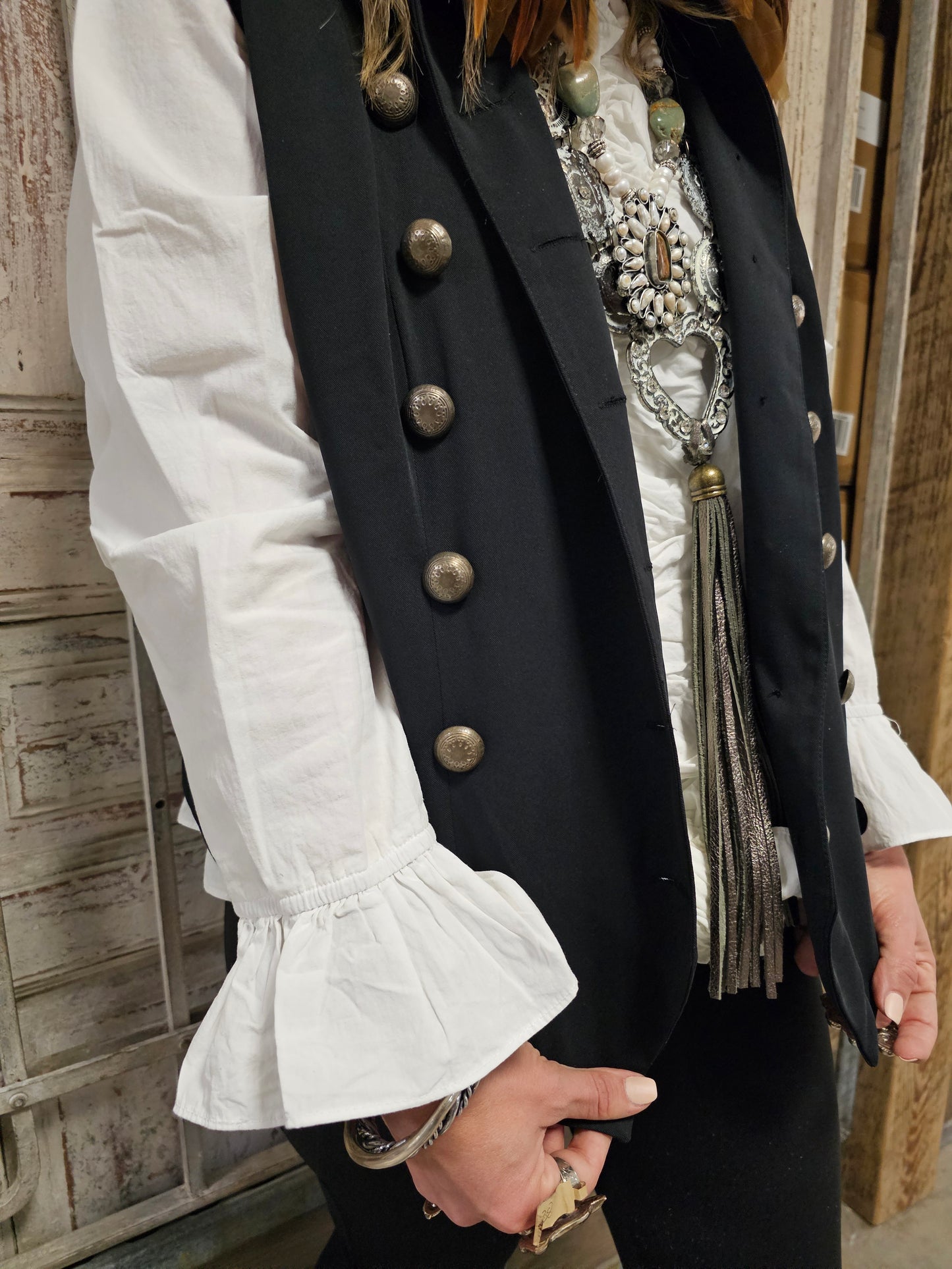 White One size Ruffle Shirt