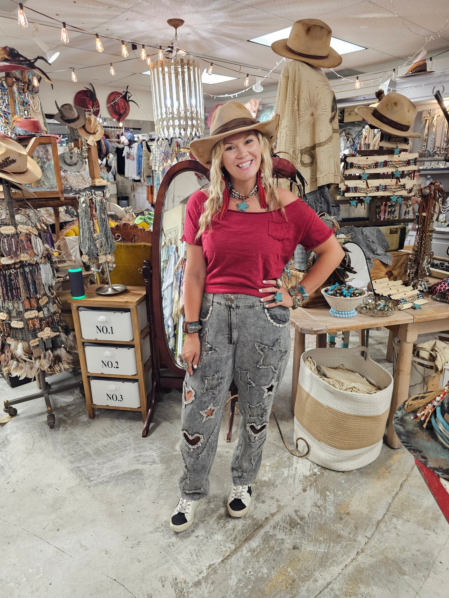 Black Wash Star Heart Jeans