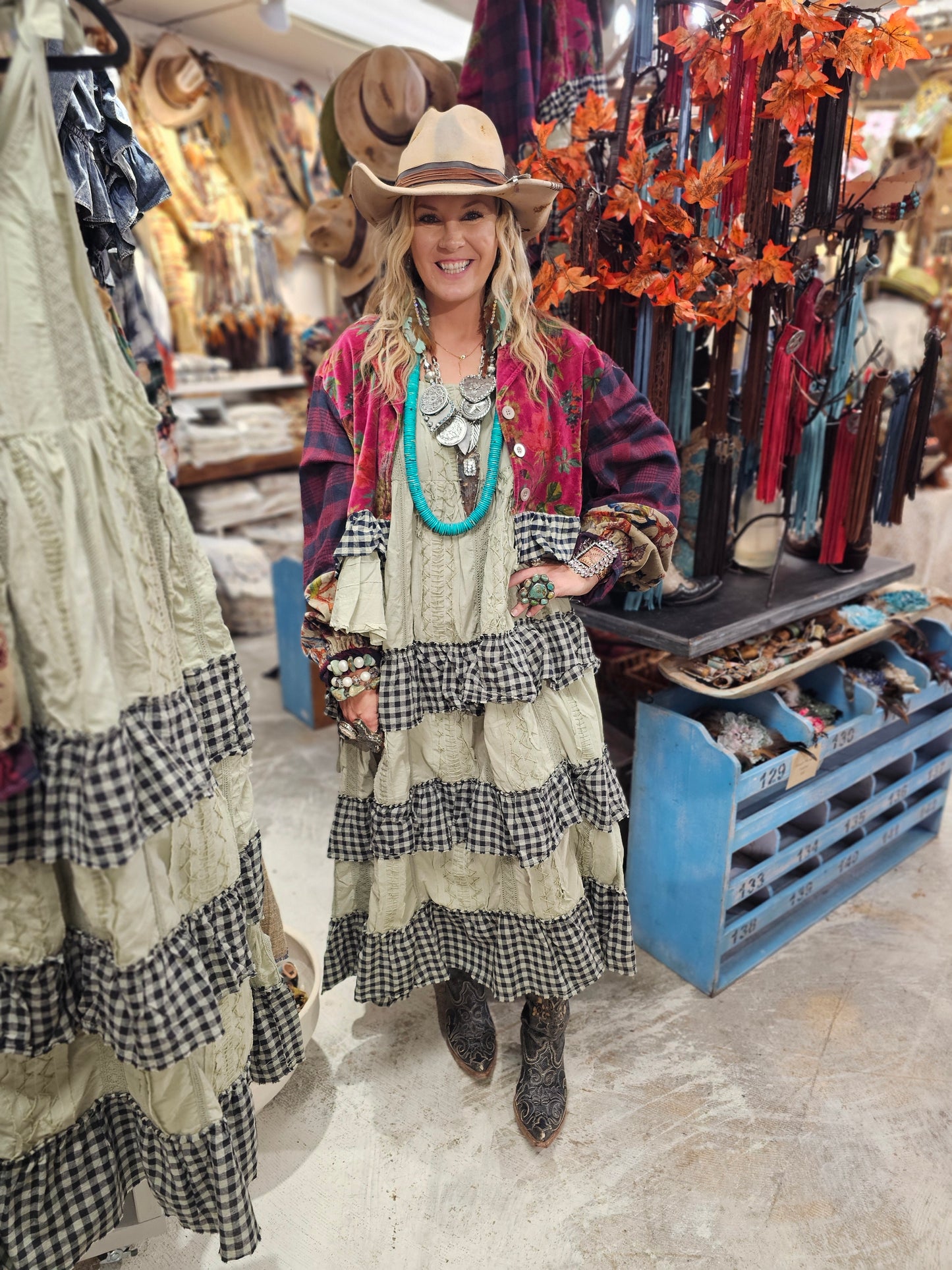 Hand Stitched Check Dress