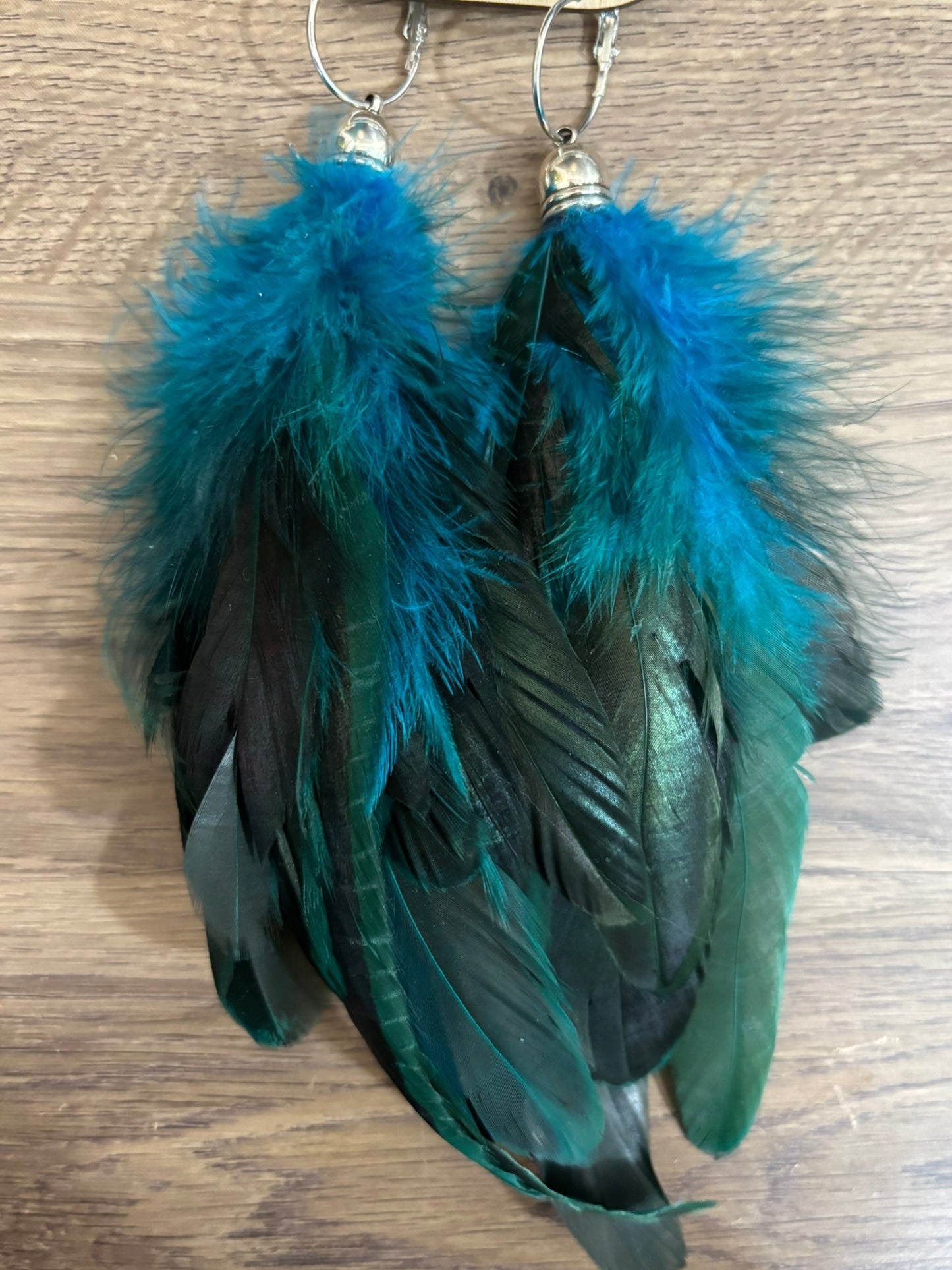 Blue Sky Bell Feather Earrings
