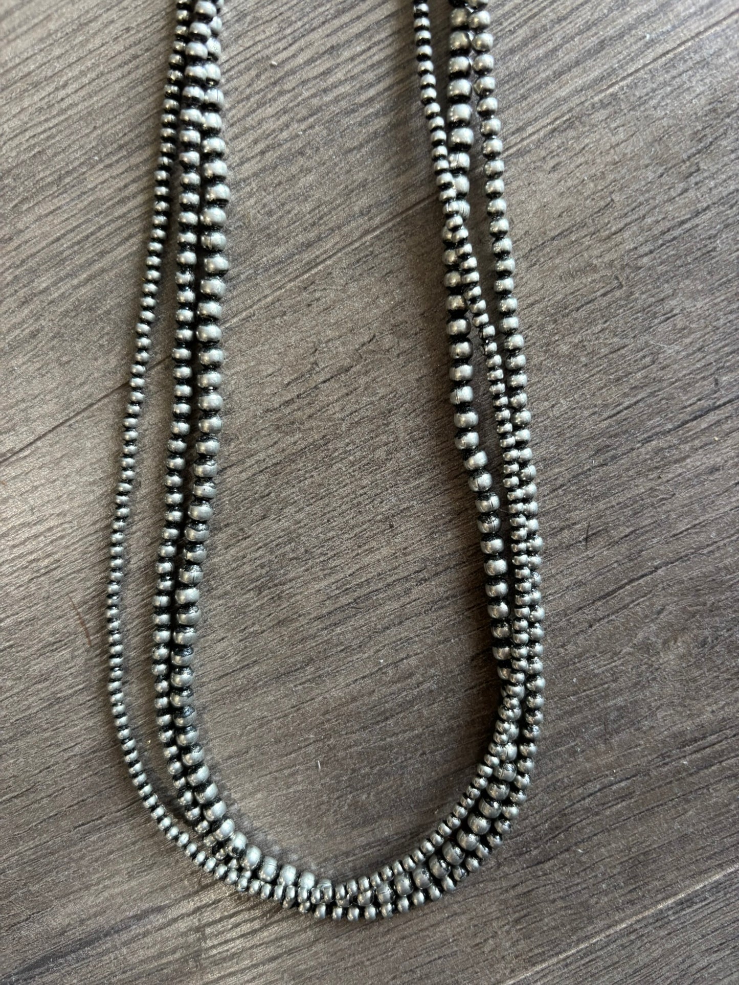 3 Strand Mini Bead Silver Necklace