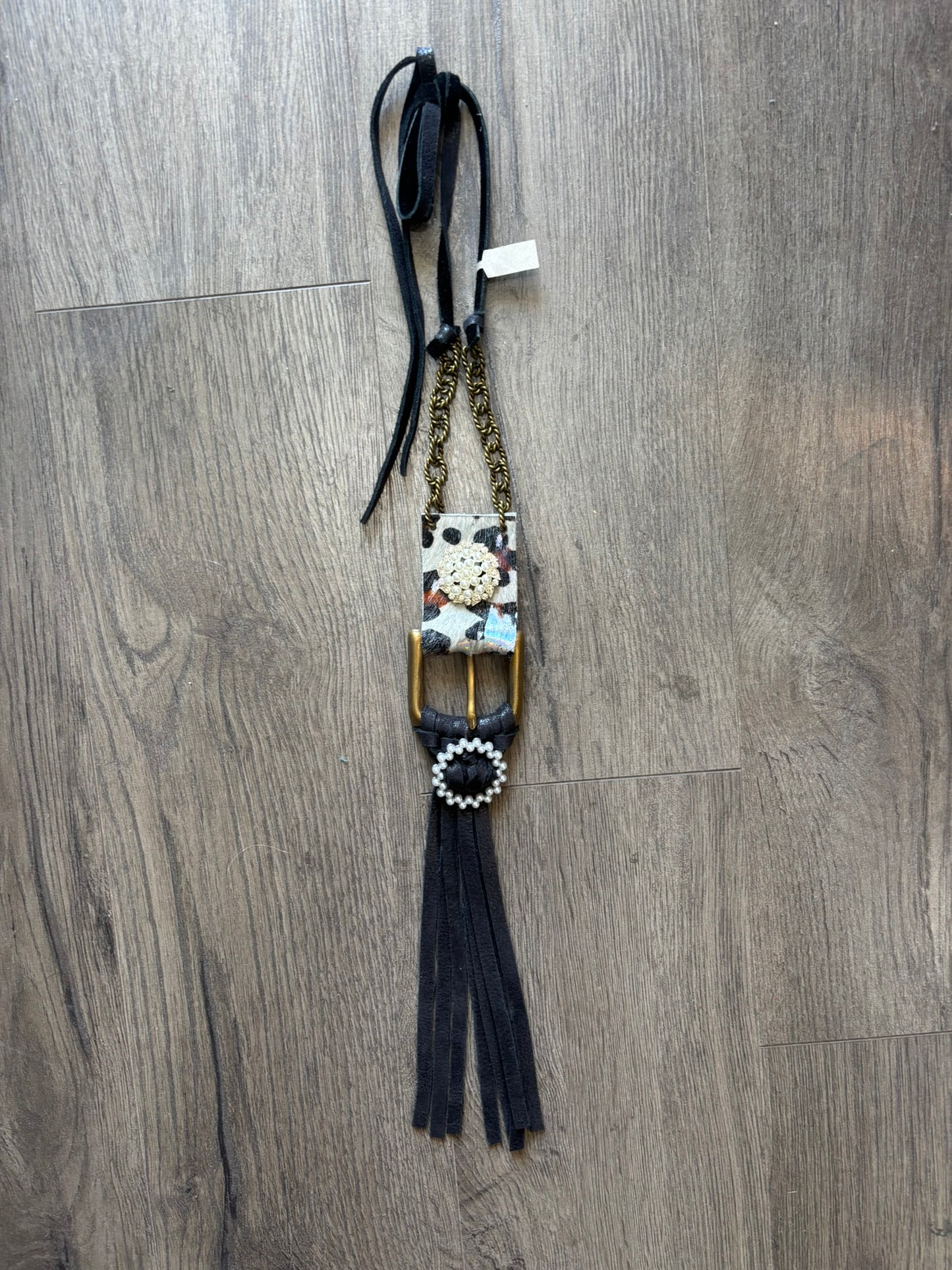 Cowhide Glam Buckle Necklace
