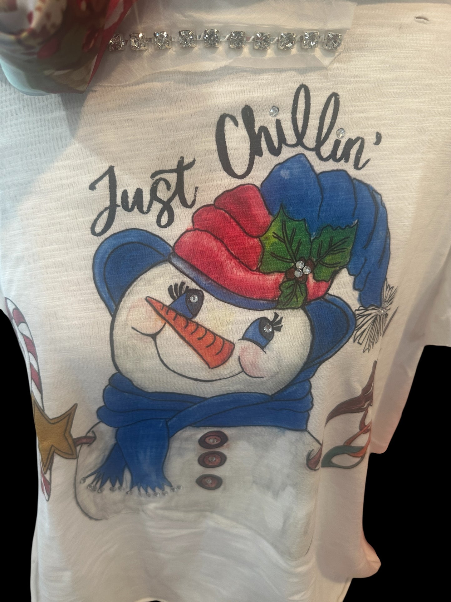 Just Chillin' Snowman Tattered Shirt