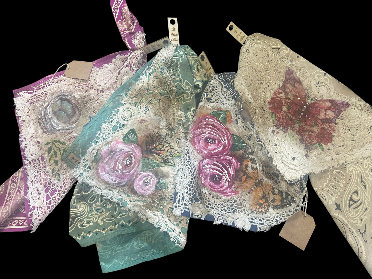 Sage Hand Painted Lace Bandana
