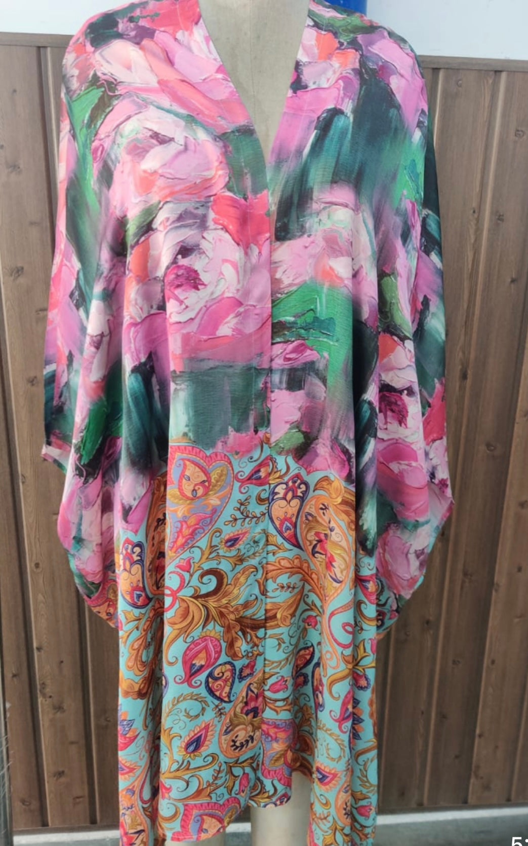Rose/Paisley High low Satin Kimono