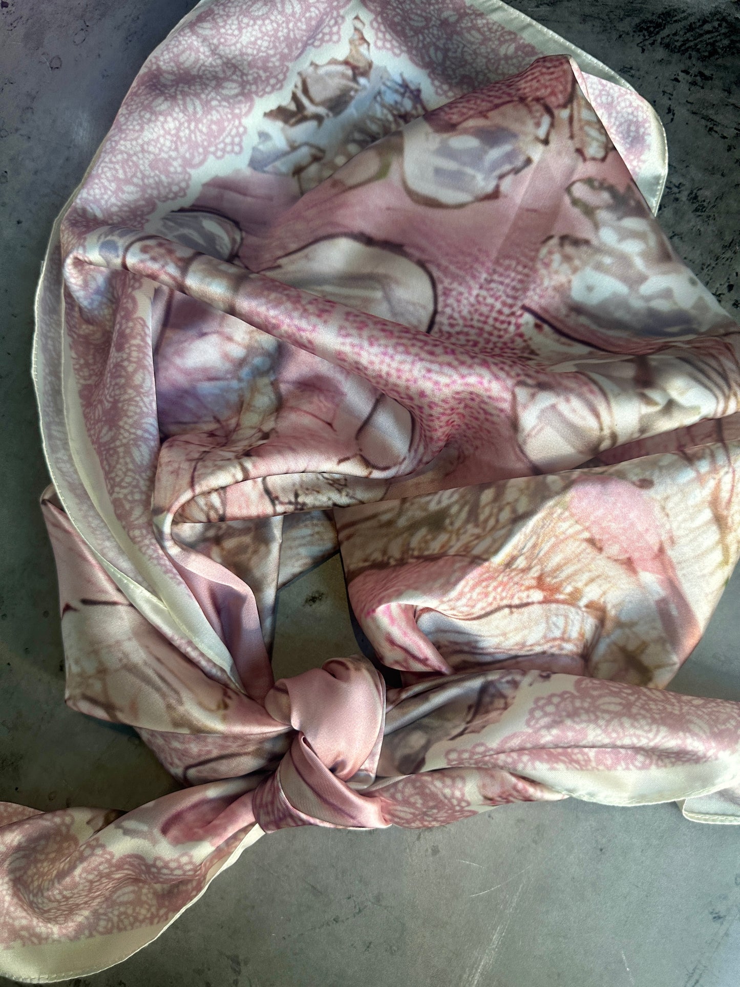 Pink Large Paisley Clouds Silk Rayon Wild Rag