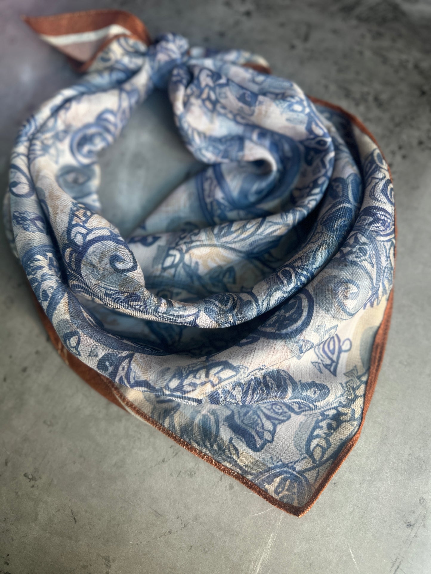 Rust Paisley/Navy Paisley Silk Velvet Wild Rag
