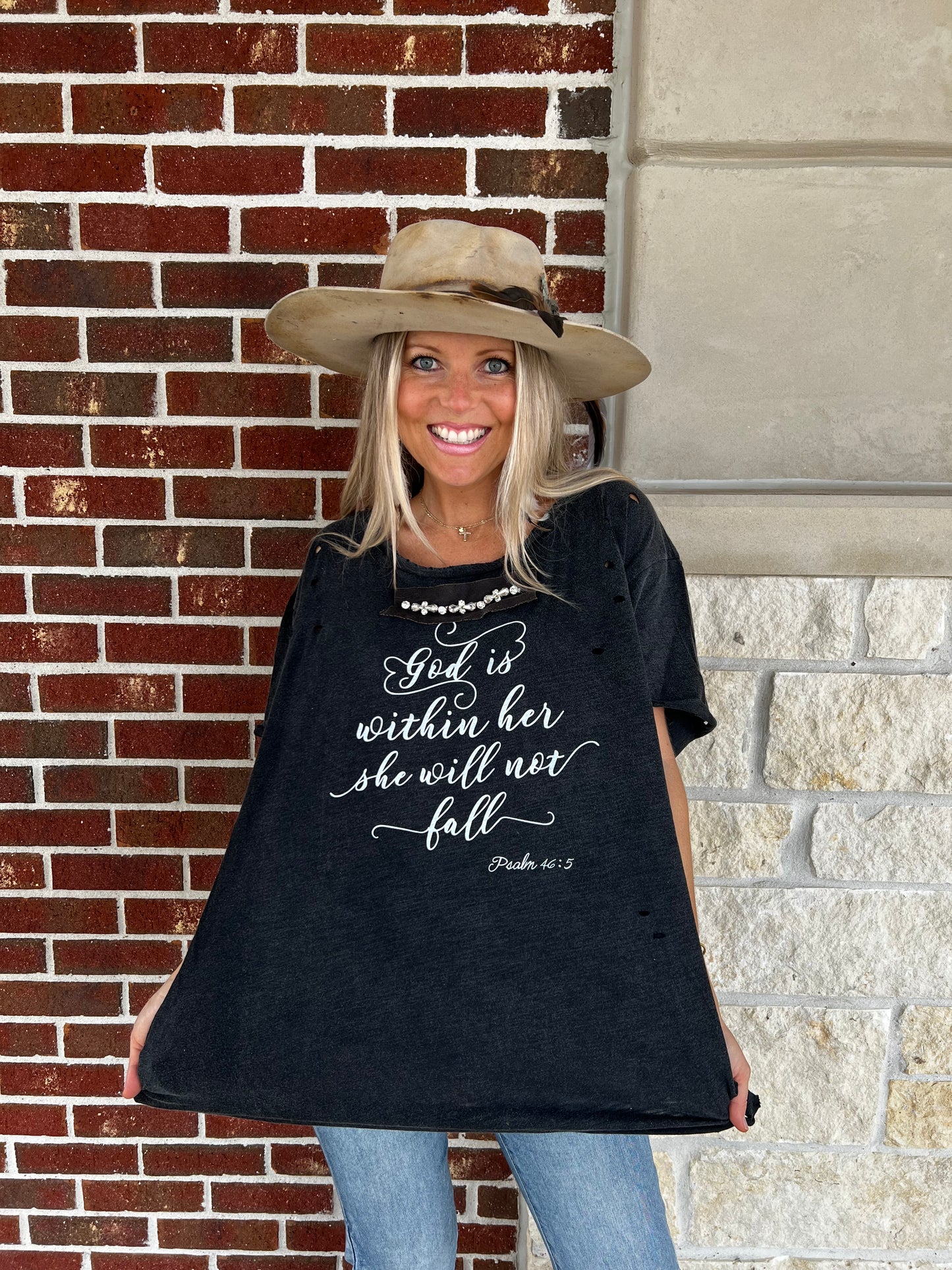 "God is within Her" Distressed Shirt