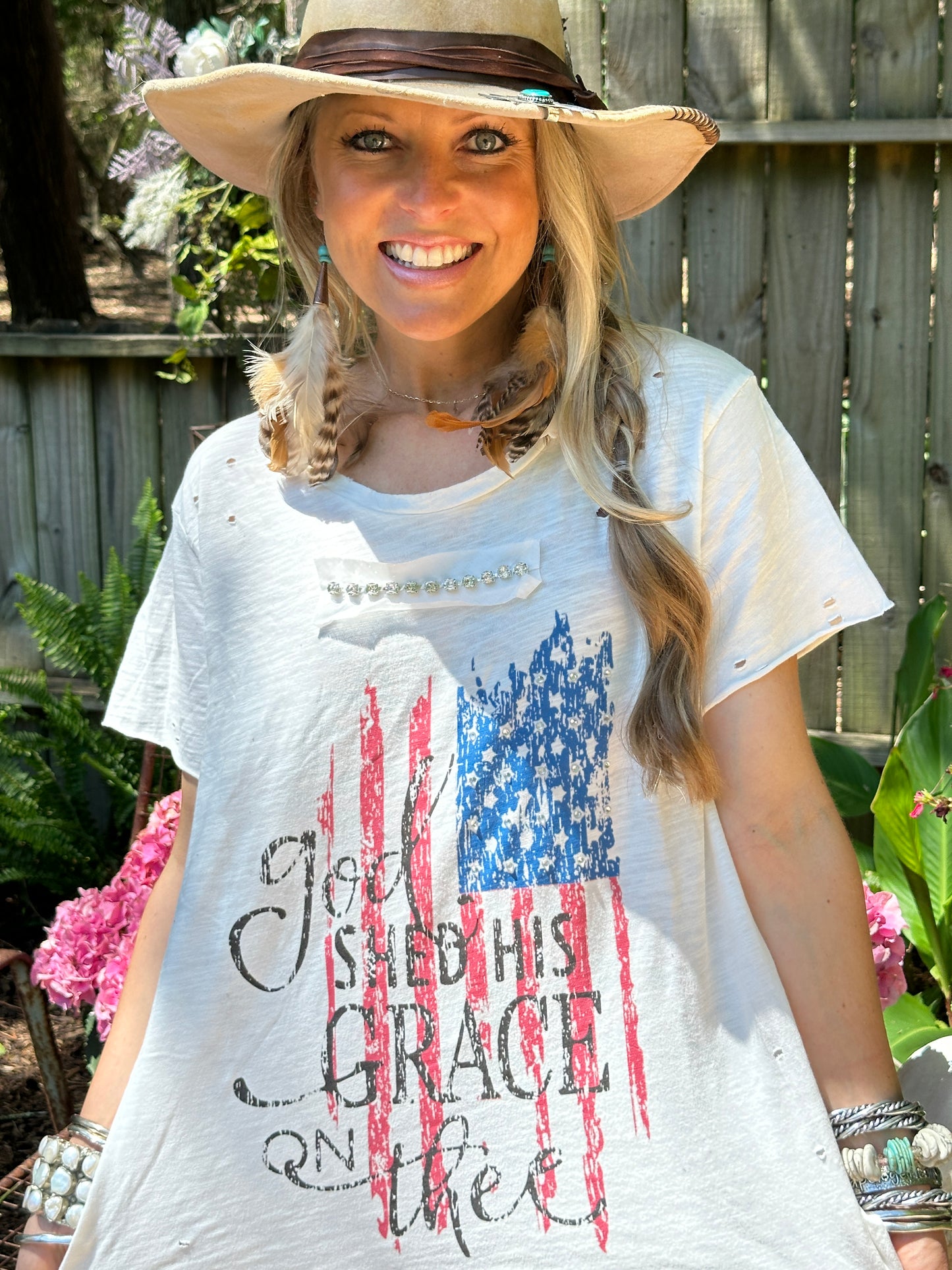 God Shed His Grace Tattered Shirt