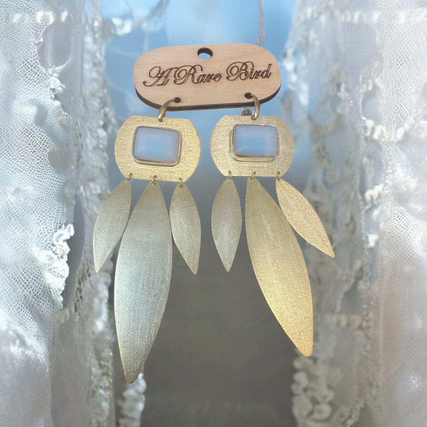 Gold Wash Moonstone Earrings