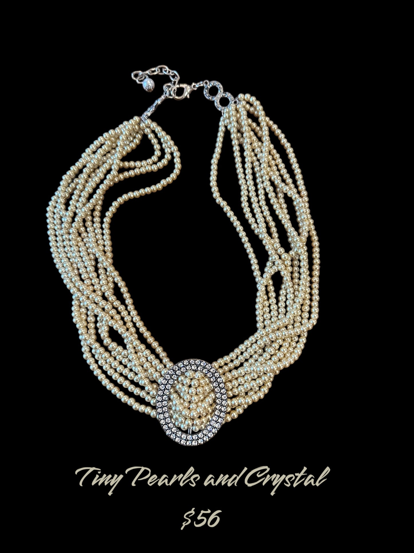 Tiny Pearl Crystal Buckle Necklace