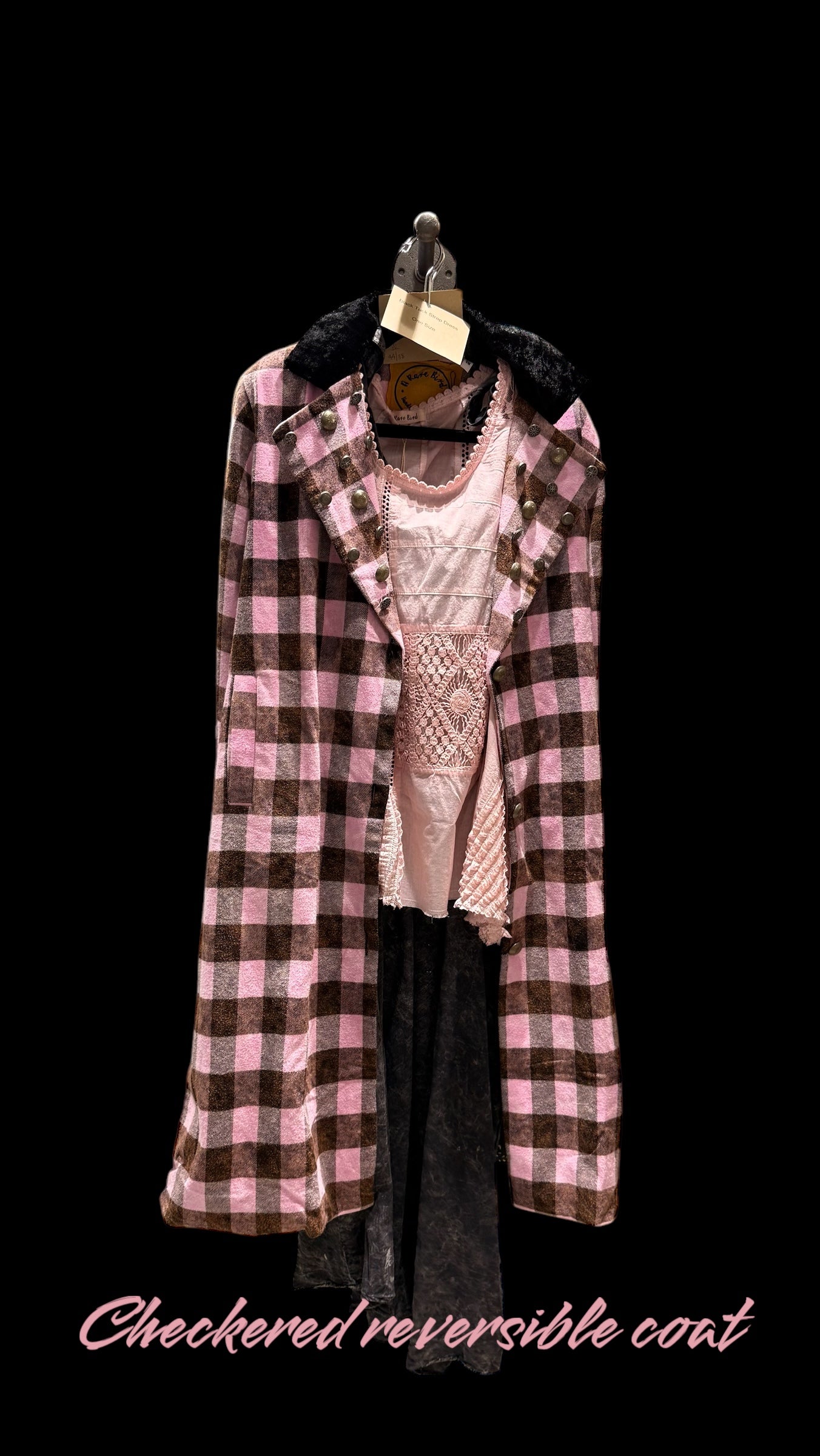 Black Pink Check Lined Jacket