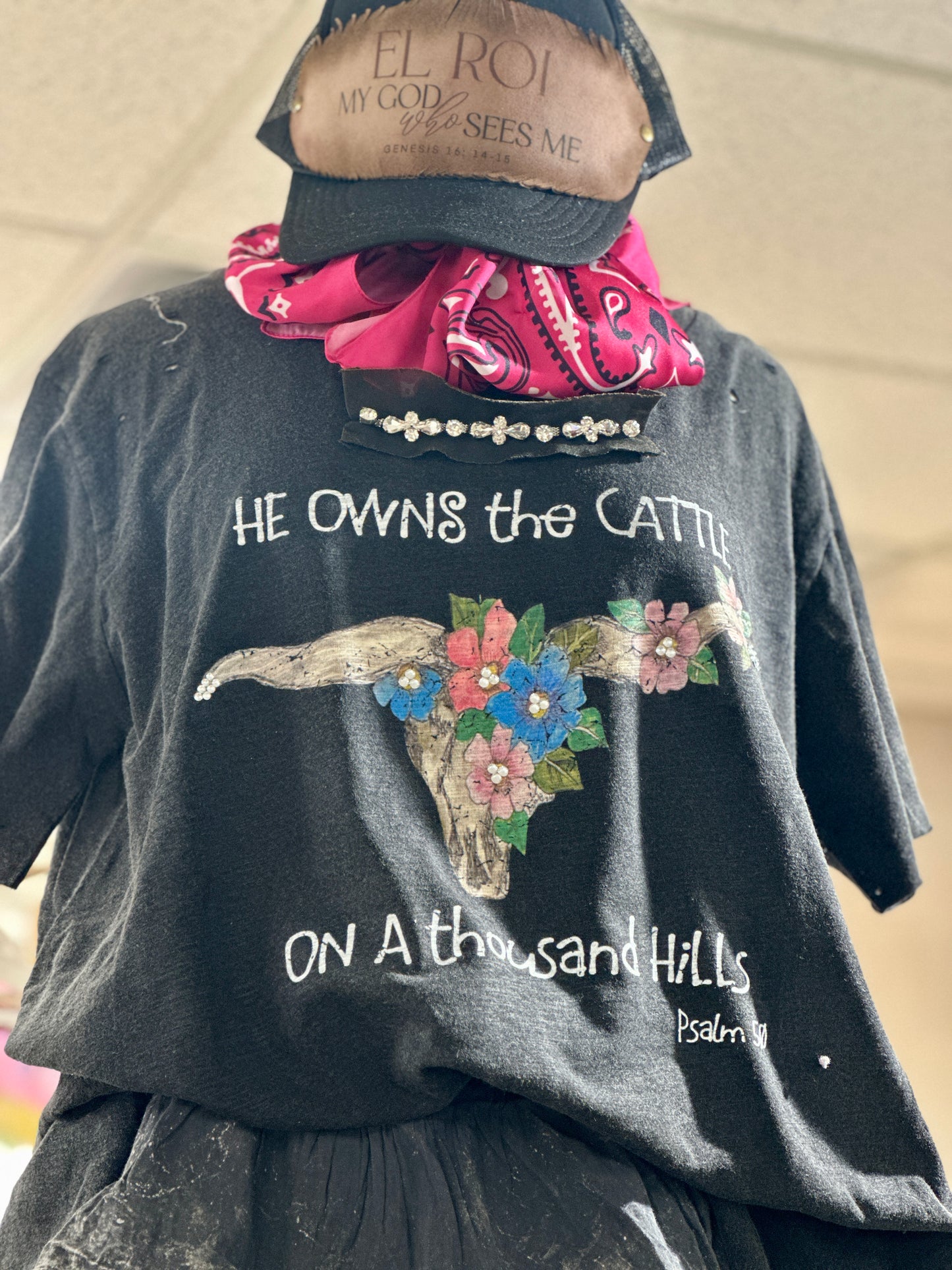 He Owns the cattle on a Thousand Hills Tattered Shirt