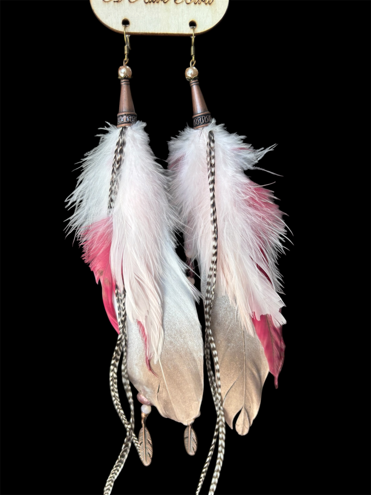 Pretty in Pink Fancy Feather Earrings