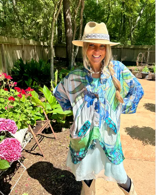 Iris Modal Satin Kimono