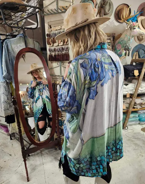 Iris Modal Satin Kimono