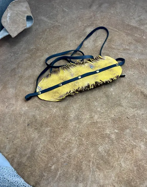 Mustard Hand Cut Feather Hatband