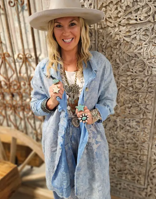 Blue Birdie Stitched Shirt