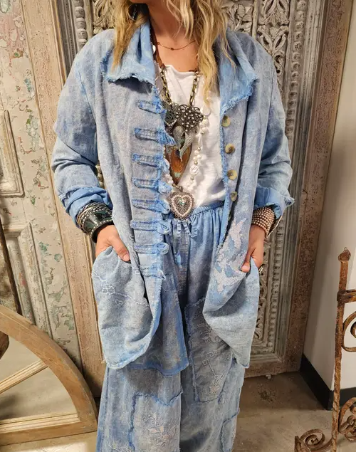 Blue Birdie Stitched Shirt