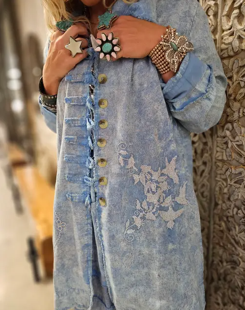 Blue Birdie Stitched Shirt