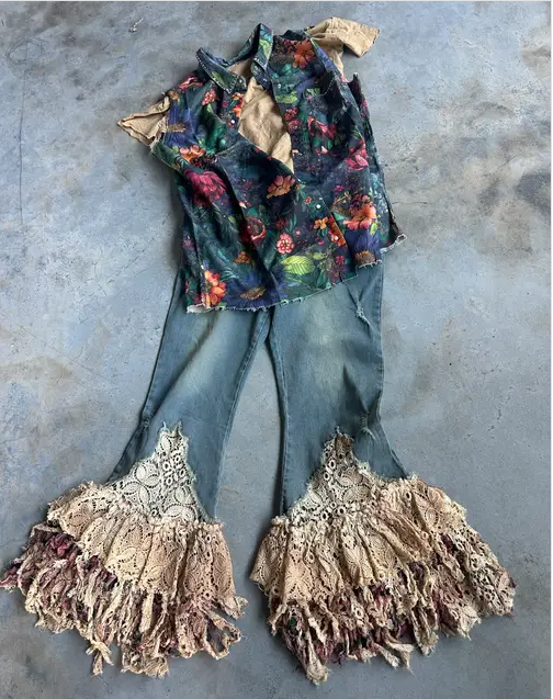 Navy Rag Floral Flannel Vest