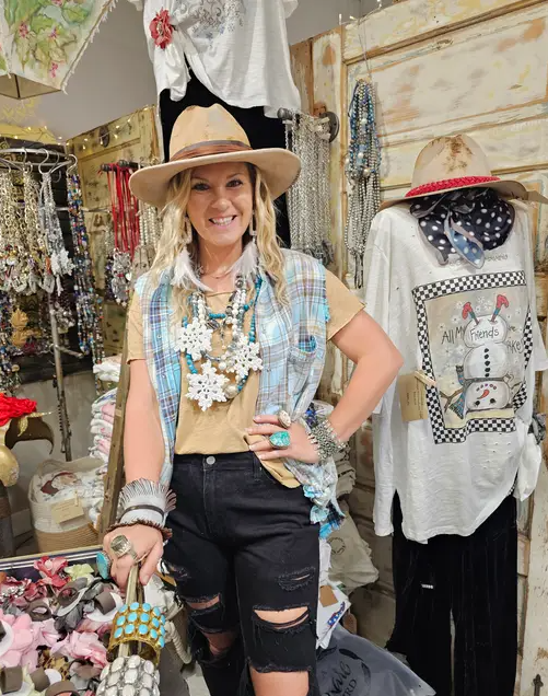 Distressed Sky Blue Flannel Vest