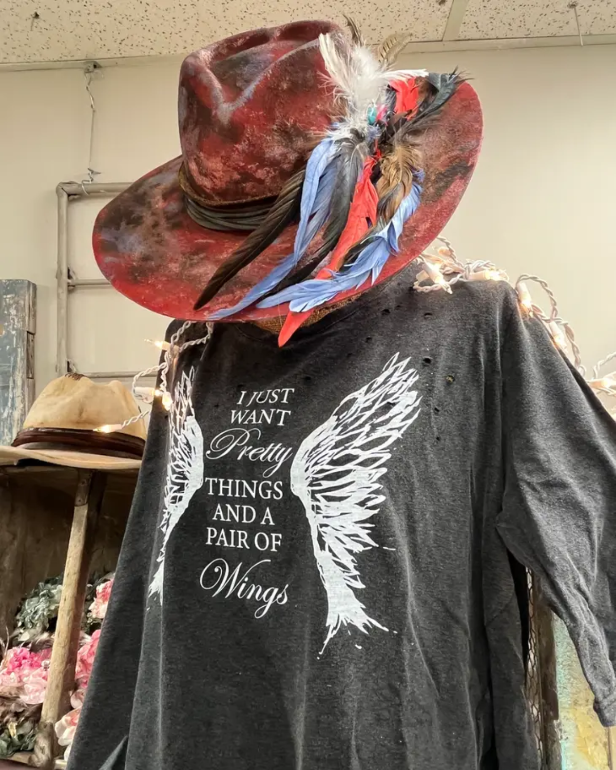 Pretty Things and a Pair of Wings Distressed Shirt
