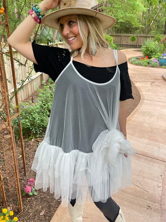White Tulle Skippy Slip