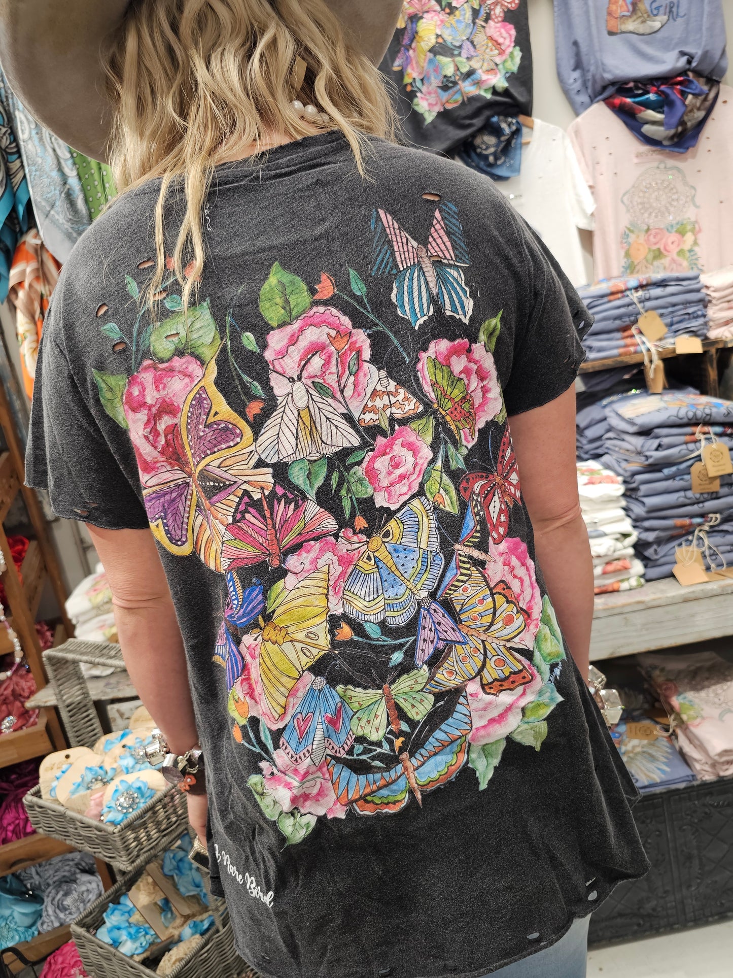Dragonflies and Butterflies Tattered Shirt 3/4 Sleeve