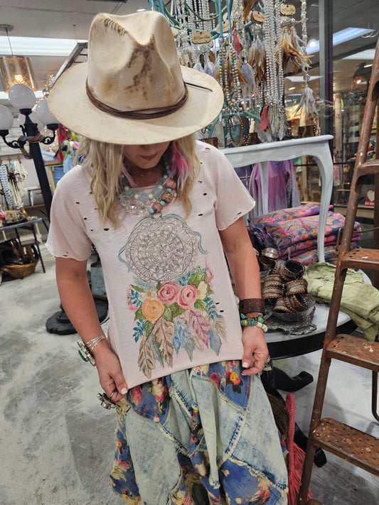 DREAM CATCHER TATTERED SHIRT 3/4 Sleeve