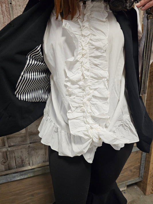 White One size Ruffle Shirt