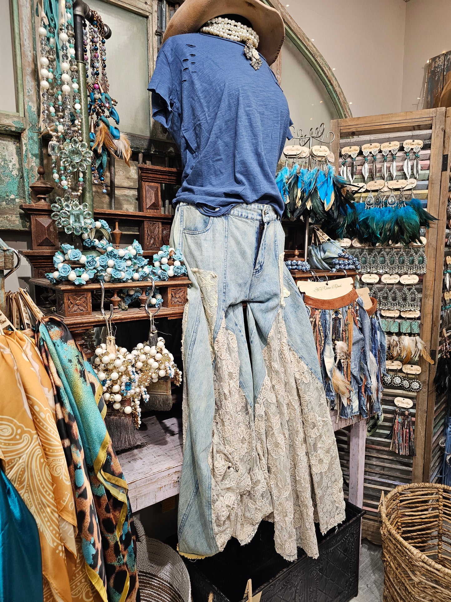 Denim Lace Inset Jean