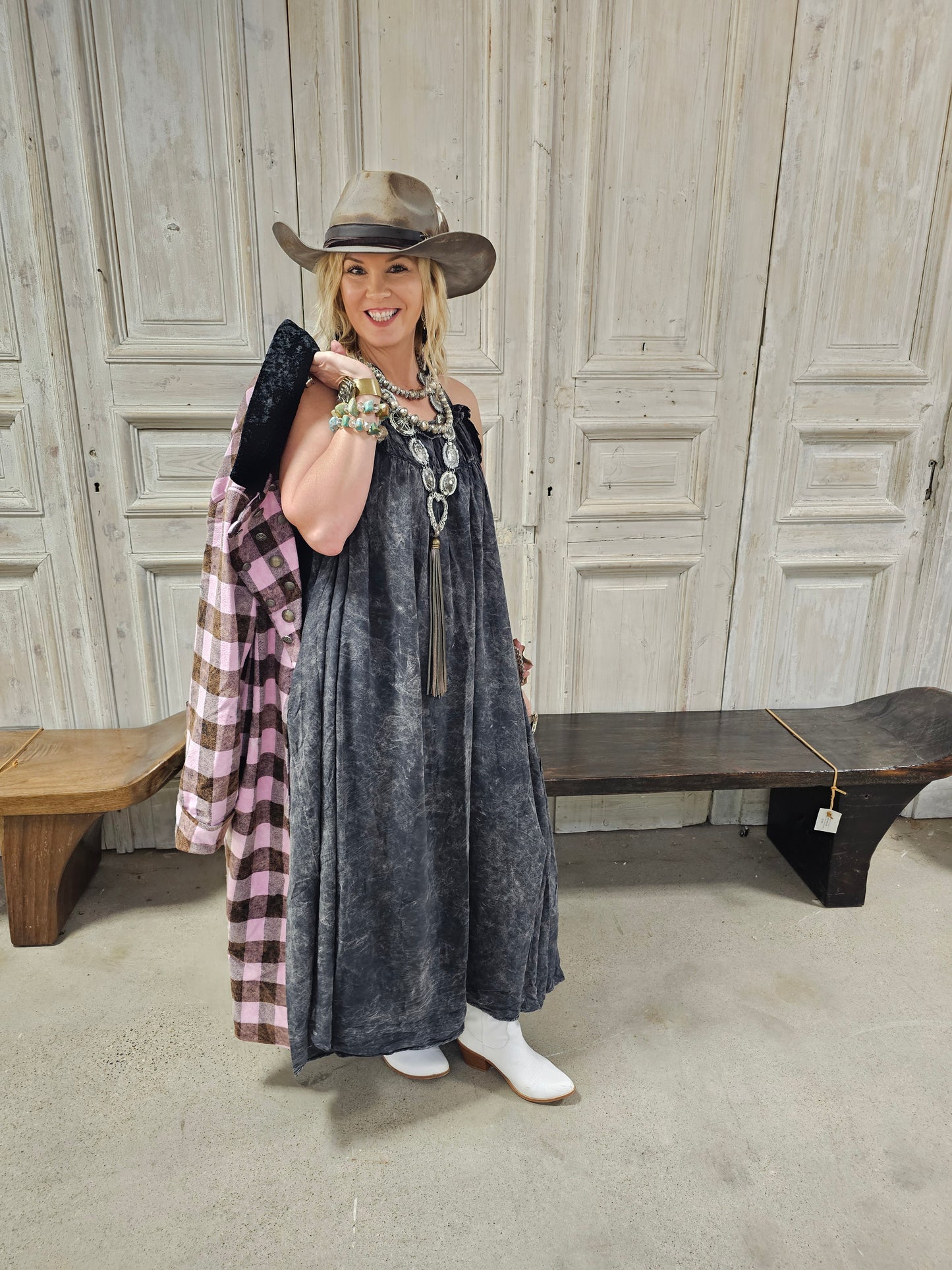 Rust or Black Tuck Dress