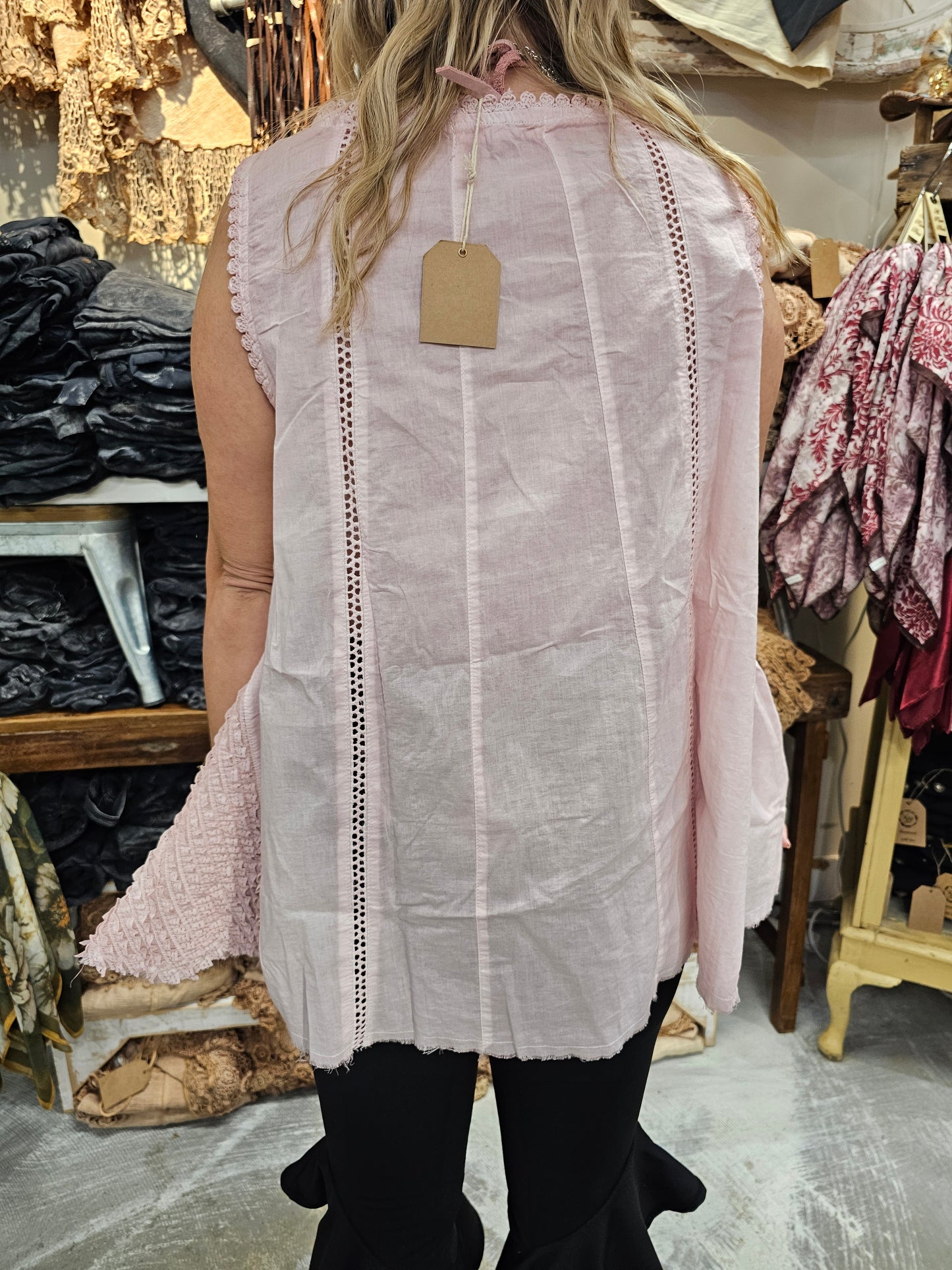 Pink Lace Cotton Cami