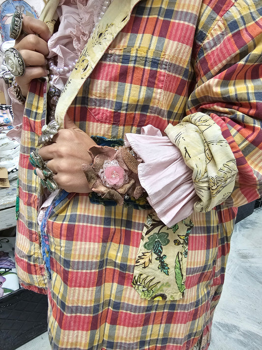 Reversable Floral/Plaid Patch Shacket