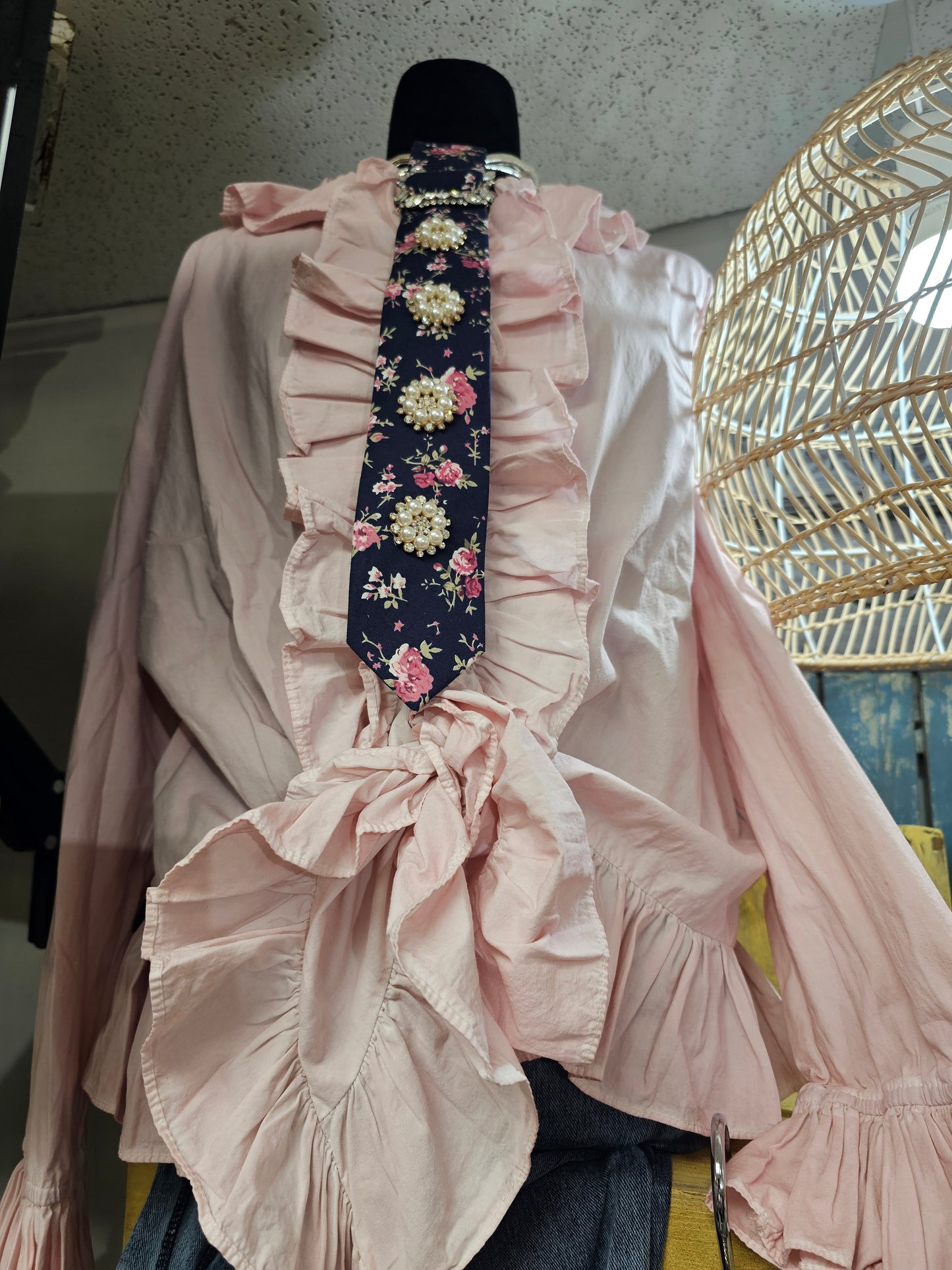 Pink Cotton One Size Ruffle Shirt