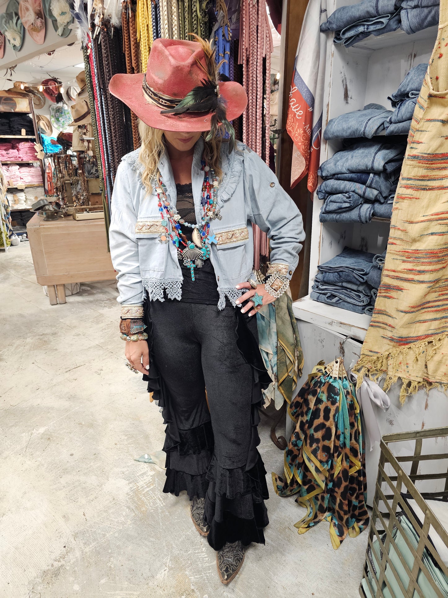 Velvet Ruffle Leggings