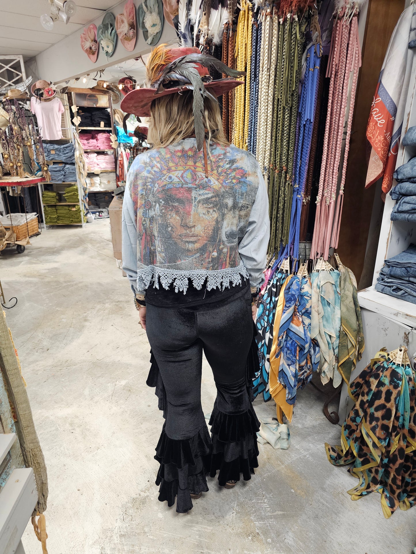 Velvet Ruffle Leggings