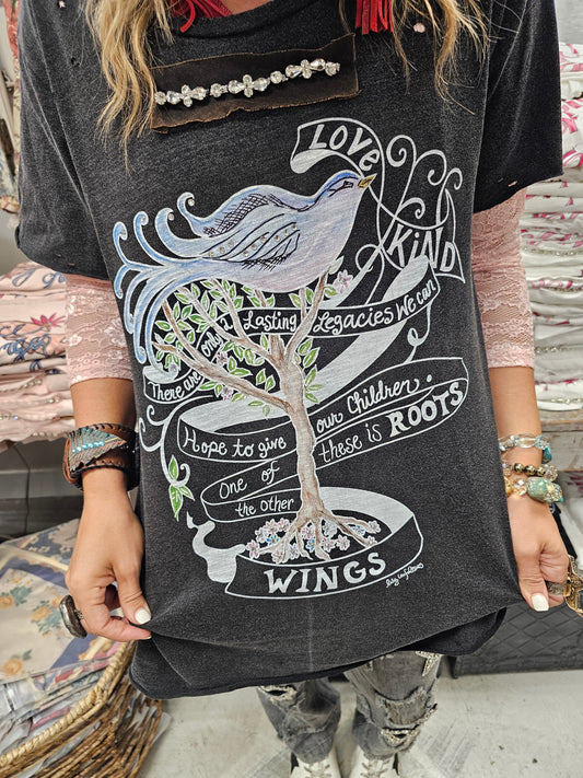 Roots and Wings Distressed Shirt