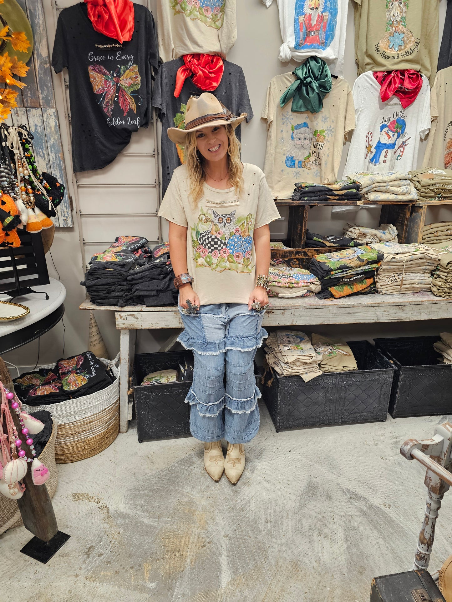 Hoot and Holler Pumpkin Tattered Shirt