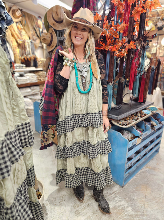 Hand Stitched Check Dress