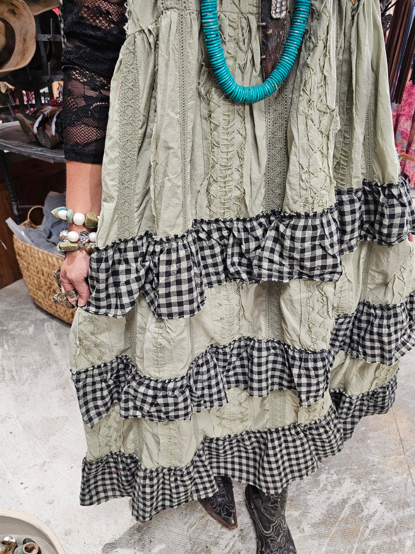 Hand Stitched Check Dress