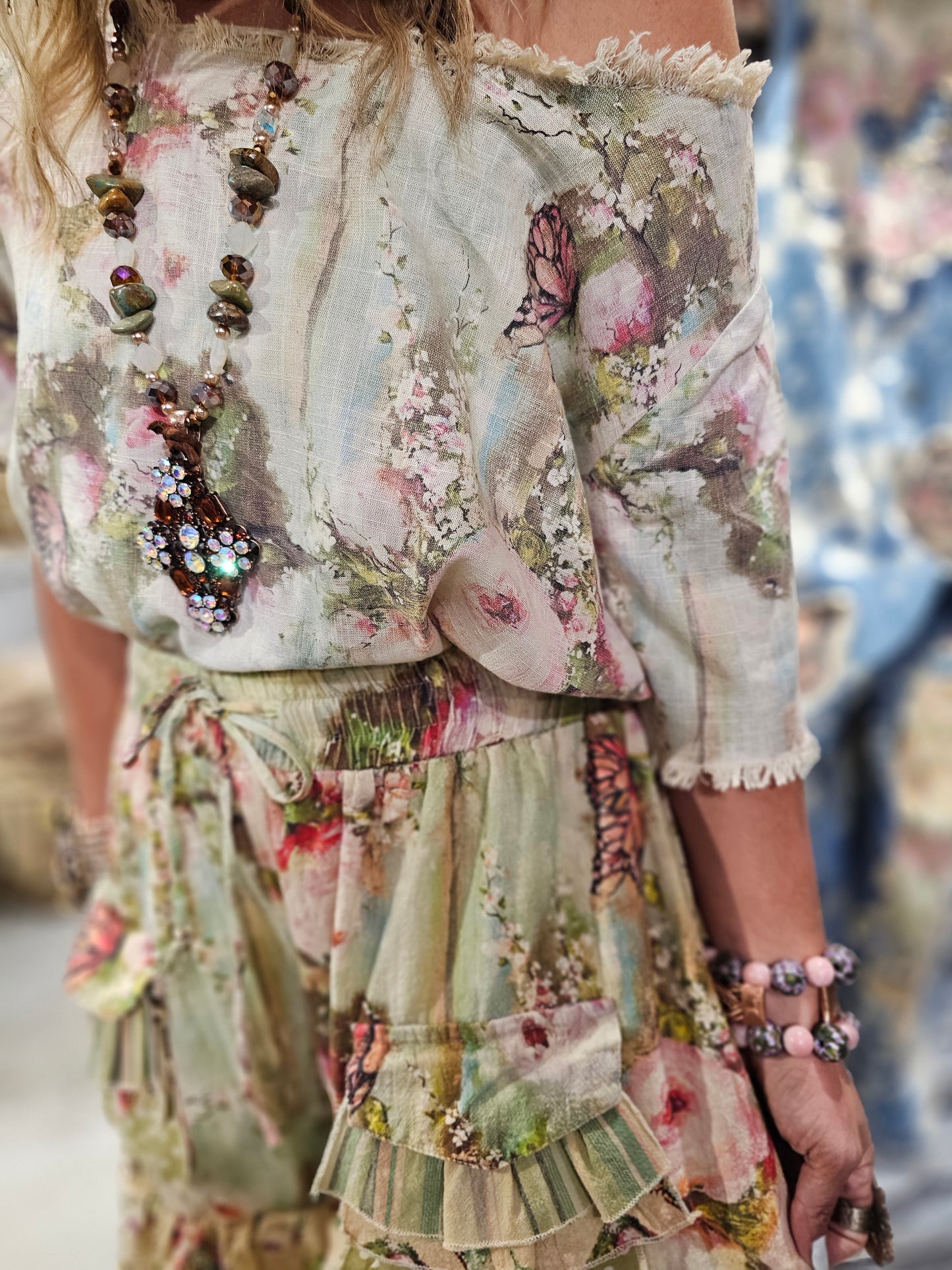 Butterfly Linen Shirt Dress