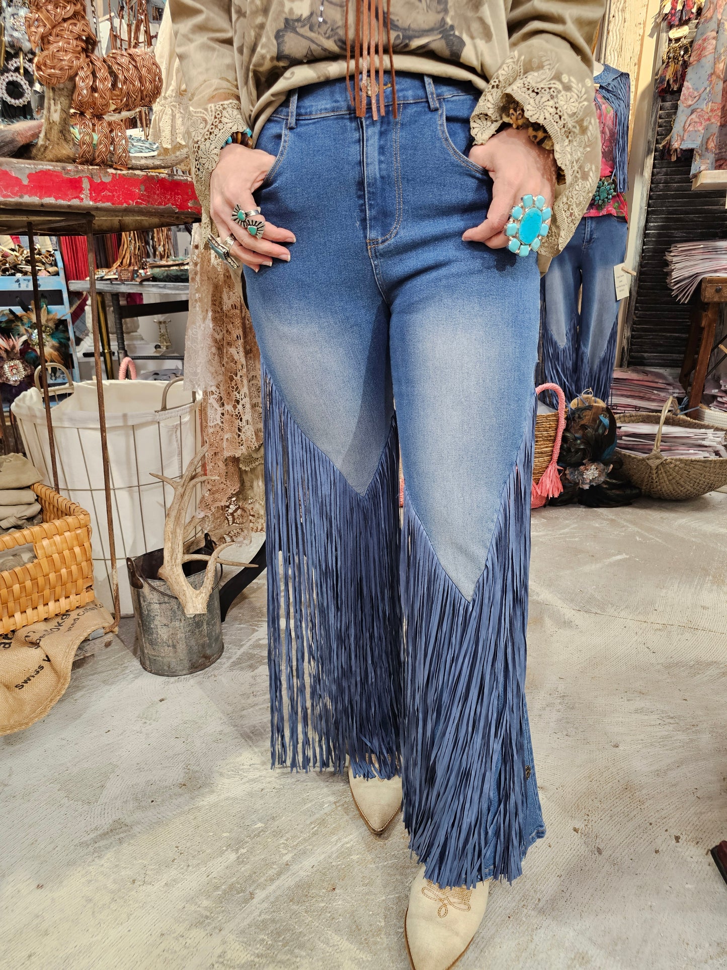 Fringe Snap Jeans