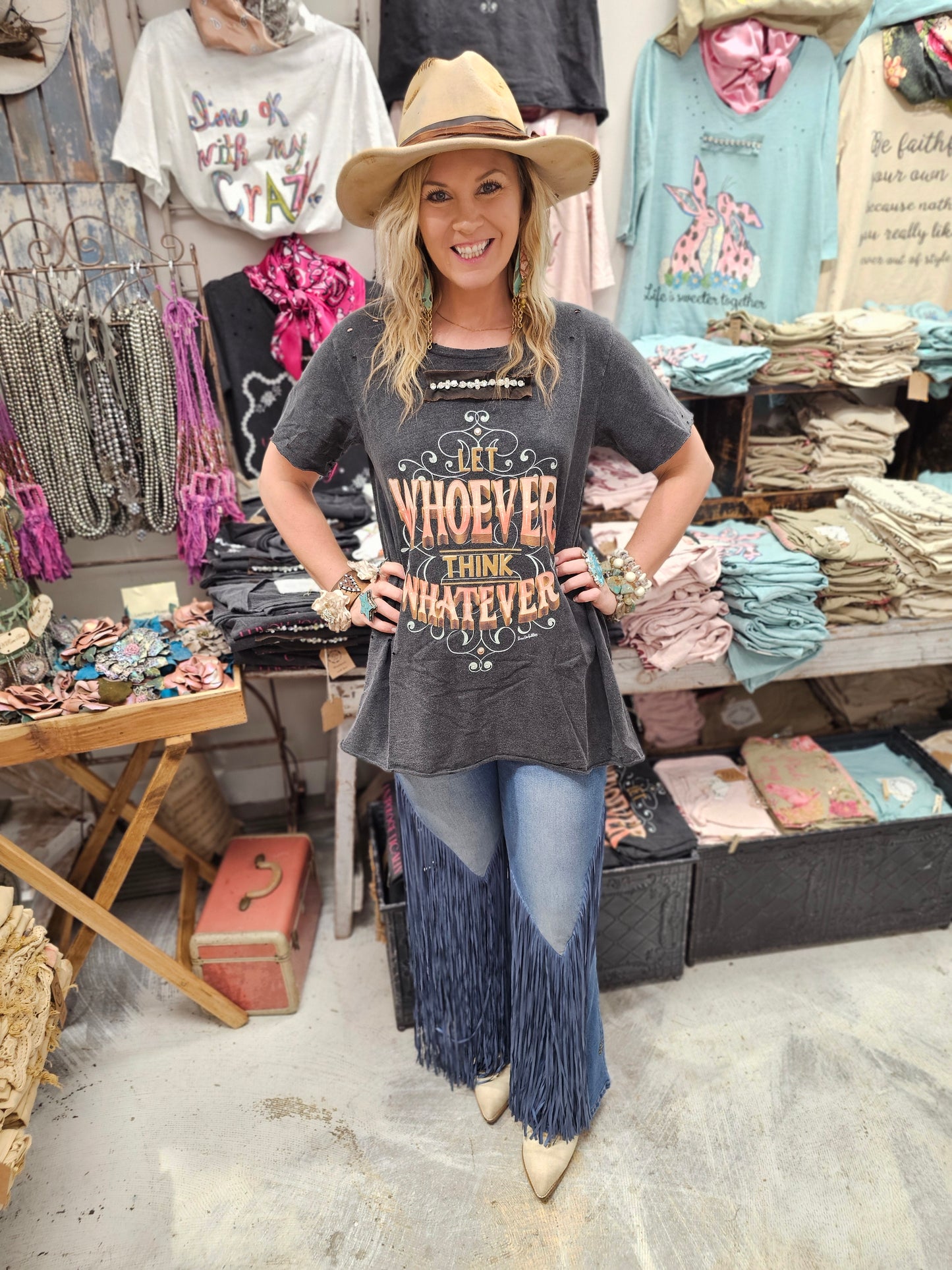 "Let Whoever Think Whatever" Tattered Tee