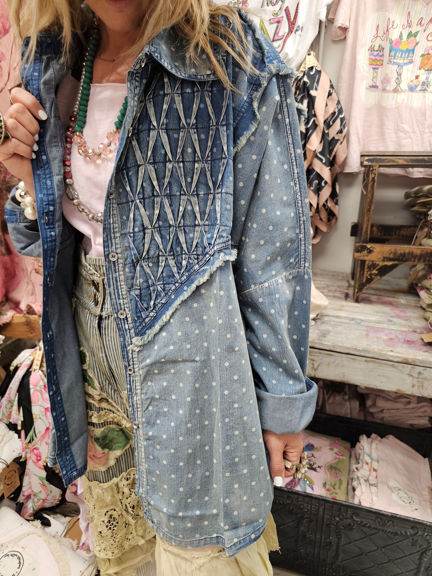 Denim Polka Dot Shirt
