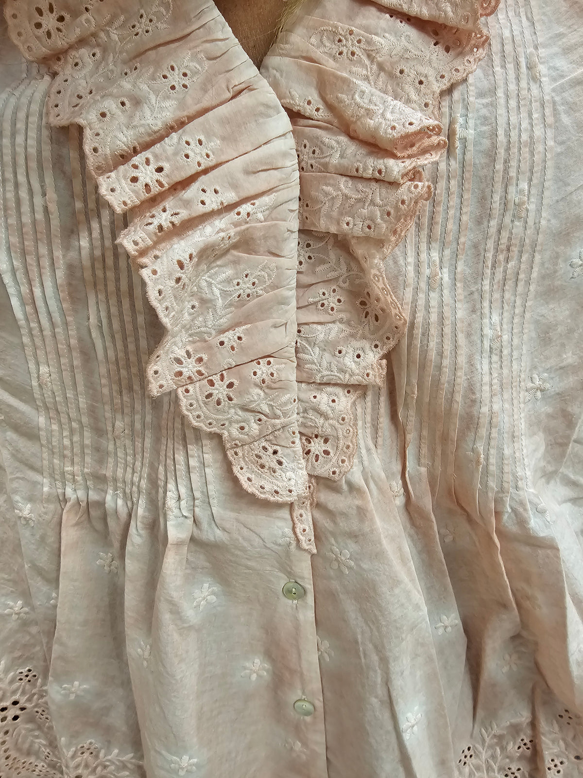 Pink Eyelet Linen Top